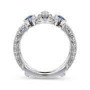 Gabriel & Co. AN13694M-W44SA Vintage 14K White Gold Sapphire and Diamond Ring Enhancer
