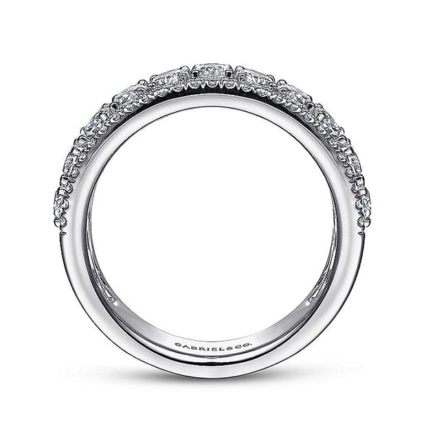 Gabriel & Co. AN15317W44JJ Wide 14K White Gold Oval and Round Diamond Anniversary Band