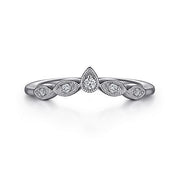 Gabriel & Co. AN15566W44JJ Vintage Inspired 14K White Gold Curved Gold Diamond Anniversary Band