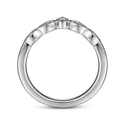 Gabriel & Co. AN15566W44JJ Vintage Inspired 14K White Gold Curved Gold Diamond Anniversary Band