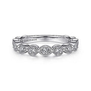 Gabriel & Co. AN8387W44JJ Vintage Inspired 14K White Gold Marquise and Round Station Diamond Anniversary Band