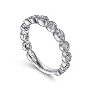 Gabriel & Co. AN8387W44JJ Vintage Inspired 14K White Gold Marquise and Round Station Diamond Anniversary Band