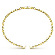 Gabriel & Co. BG4116-65Y45JJ 14K Yellow Gold Bujukan Bead Cuff Bracelet with Cluster Diamond Stations