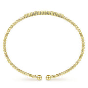 Gabriel & Co. BG4118-62Y45JJ 14K Yellow Gold Bujukan Bead Cuff Bracelet with Bezel Set Diamond Stations