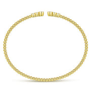 Gabriel & Co. BG4120-62Y45JJ 14K Yellow Gold Bujukan Bead Split Cuff Bracelet with Bezel Set Diamonds