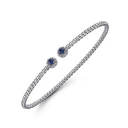 Gabriel & Co. BG4122-62W45SA 14K White Gold Bujukan Bead Split Cuff Bracelet with Sapphire and Diamond