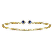 Gabriel & Co. BG4122-62Y45SA 14K Yellow Gold Bujukan Bead Split Cuff Bracelet with Sapphire and Diamond