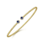 Gabriel & Co. BG4122-62Y45SA 14K Yellow Gold Bujukan Bead Split Cuff Bracelet with Sapphire and Diamond