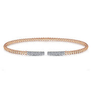 Gabriel & Co. BG4218-62K45JJ 14K Rose Gold Bujukan Bead Cuff Bracelet with Diamond Pavé Bars
