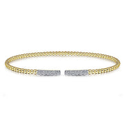 Gabriel & Co. BG4218-62Y45JJ 14K Yellow Gold Bujukan Bead Cuff Bracelet with Diamond Pavé Bars