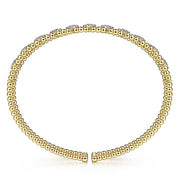 Gabriel & Co. BG4232-62Y45JJ 14K Yellow Gold Bujukan Cuff Bracelet with Pave Diamond Connectors in size 6.25