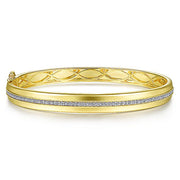 Gabriel & Co. BG4234-62Y45JJ 14K Yellow Gold High Polished Bangle with Diamond Inner Channel