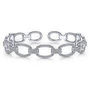 Gabriel & Co. BG4237-62W45JJ 14K White Gold Diamond Pavé Chain Link Cuff Bracelet