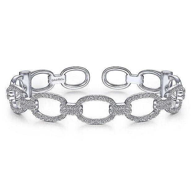 Gabriel & Co. BG4237-62W45JJ 14K White Gold Diamond Pavé Chain Link Cuff Bracelet