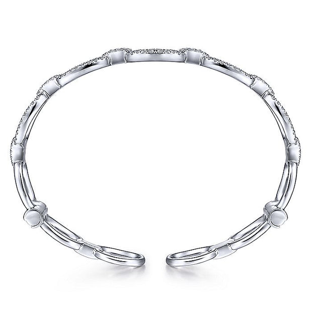 Gabriel & Co. BG4237-62W45JJ 14K White Gold Diamond Pavé Chain Link Cuff Bracelet