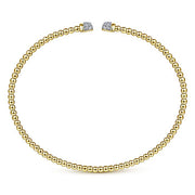 Gabriel & Co. BG4248-62Y45JJ 14K Yellow Gold Bujukan Bead Cuff Bracelet with Diamond Pavé Caps