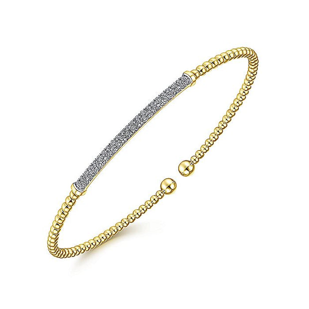 Gabriel & Co. BG4262-65Y45JJ 14K Yellow Gold Bujukan Split Cuff Bracelet with Diamond Pavé Bar