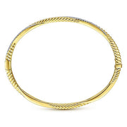 Gabriel & Co. BG4275-62Y45JJ 14K Yellow Gold Twisted Rope and Diamond Bangle