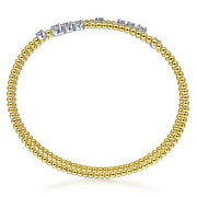 Gabriel & Co. BG4277-62M45JJ 14K White-Yellow Gold Diamond Bangle with Butter Cup Setting in size 6.25