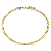 Gabriel & Co. BG4278-62M45JJ 14K Yellow Gold Bujukan Bead Bypass Bangle with Graduating Diamond Caps