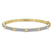 Gabriel & Co. BG4290-62Y45JJ 14K Yellow Gold Pavé Diamond Bangle with Pyramid Stations