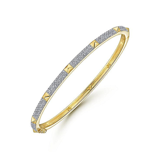 Gabriel & Co. BG4290-62Y45JJ 14K Yellow Gold Pavé Diamond Bangle with Pyramid Stations