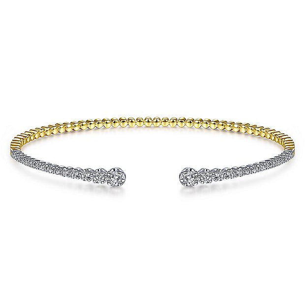 Gabriel & Co. BG4322-62M45JJ 14K Yellow and White Gold Split Cuff Bracelet with Graduating Diamonds