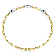 Gabriel & Co. BG4437-62M45JJ 14K White-Yellow Gold Bujukan Bead Cuff Bracelet with Diamond Filled Marquise Stations