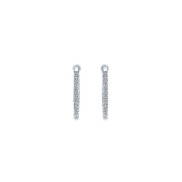 Gabriel & Co. EG10234W45JJ 14K White Gold Tiger Claw Set 20mm Oval Classic Diamond Hoop Earrings