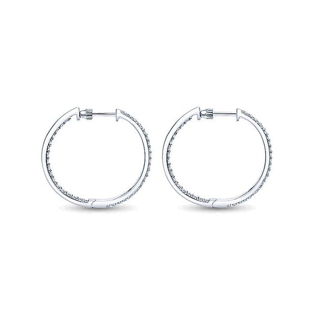 Gabriel & Co. EG10289W45JJ 14K White Gold Prong Set 25mm Round Inside Out Diamond Hoop Earrings