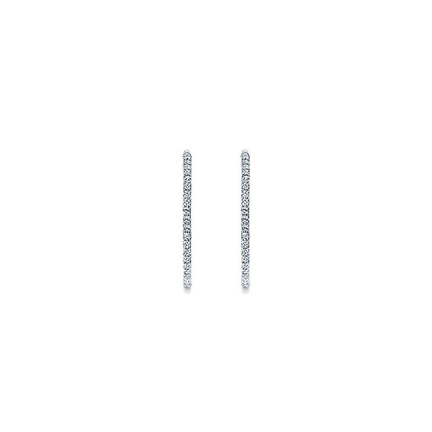 Gabriel & Co. EG10289W45JJ 14K White Gold Prong Set 25mm Round Inside Out Diamond Hoop Earrings