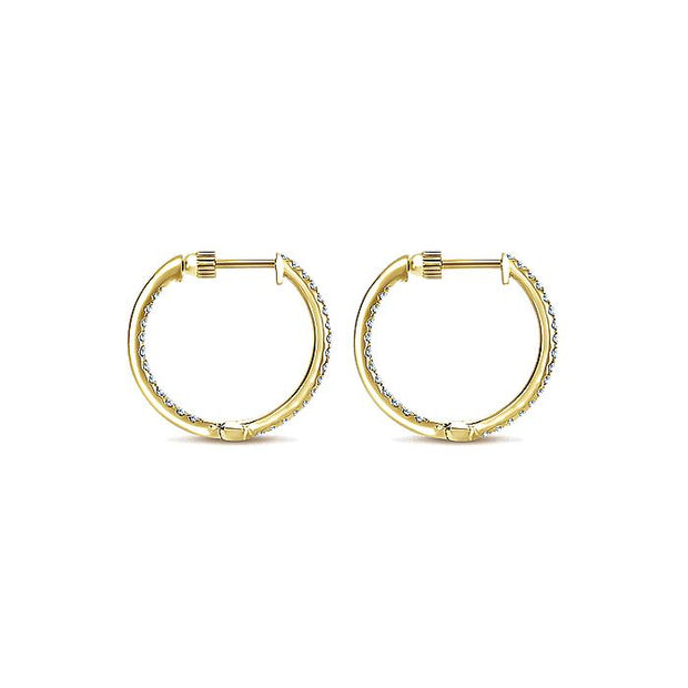 Gabriel & Co. EG10856Y45JJ 14K Yellow Gold Tiger Claw Set 20mm Round Inside Out Diamond Hoop Earrings