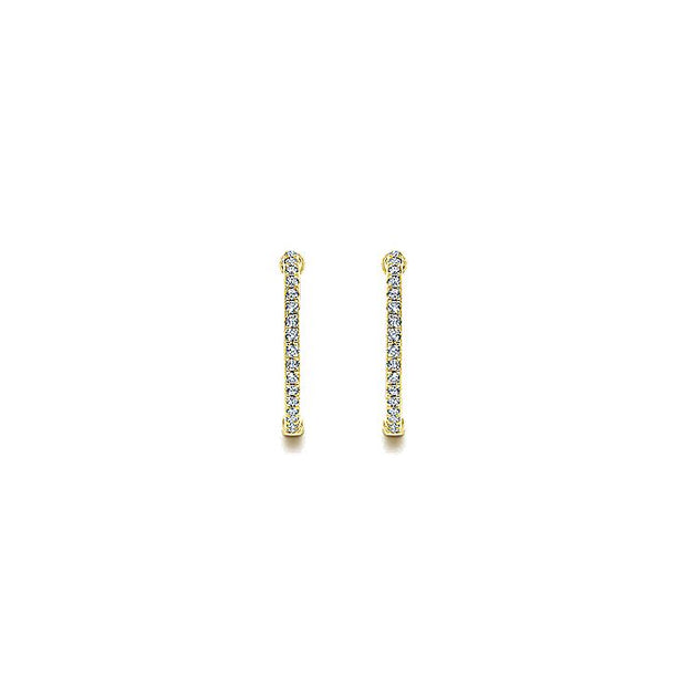 Gabriel & Co. EG10856Y45JJ 14K Yellow Gold Tiger Claw Set 20mm Round Inside Out Diamond Hoop Earrings