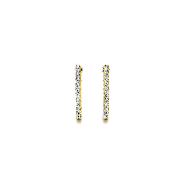 Gabriel & Co. EG10861Y45JJ 14K Yellow Gold Prong Set 20mm Round Inside Out Diamond Hoop Earrings