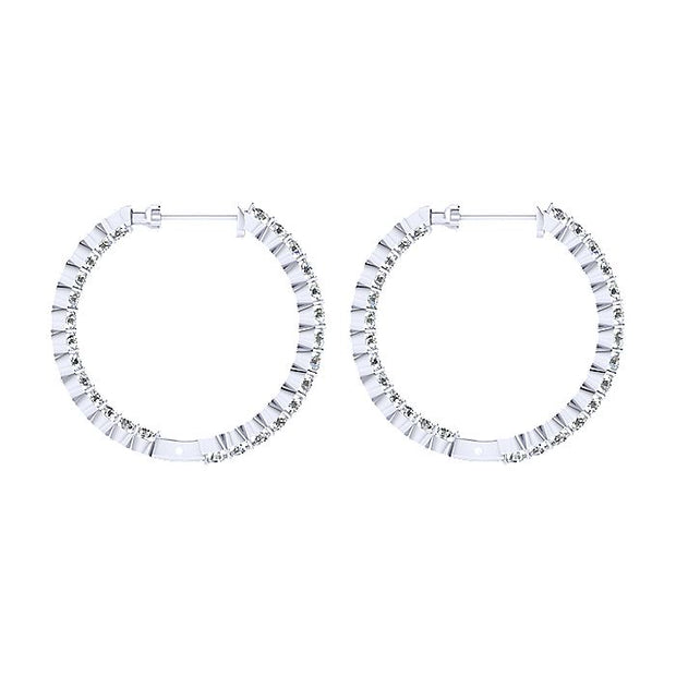 Gabriel & Co. EG10864W45JJ 14K White Gold Prong Set 25mm Round Inside Out Diamond Hoop Earrings