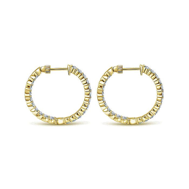 Gabriel & Co. EG10865Y45JJ 14K Yellow Gold Prong Set 20mm Round Inside Out Diamond Hoop Earrings