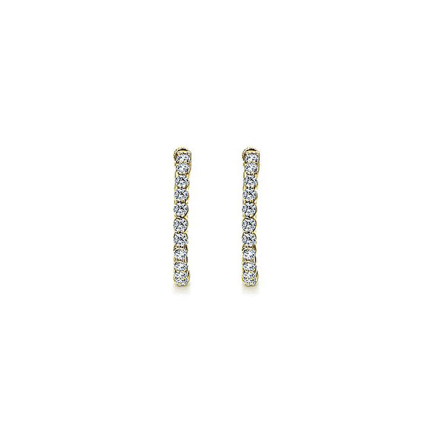 Gabriel & Co. EG10865Y45JJ 14K Yellow Gold Prong Set 20mm Round Inside Out Diamond Hoop Earrings