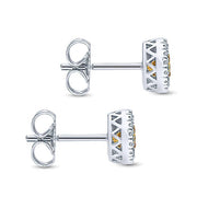 Gabriel & Co. EG11000W45CT 14K White Gold Round Halo Citrine and Diamond Stud Earrings