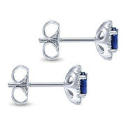 Gabriel & Co. EG11600W45SA 14K White Gold Oval Sapphire and Diamond Halo Stud Earrings