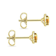 Gabriel & Co. EG12372Y45CT 14K Yellow Gold Round Halo Citrine and Diamond Stud Earring