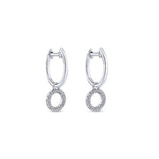 Gabriel & Co. EG13068W45JJ 14K White Gold Pavé 10mm Diamond Loop Huggie Drop Earrings