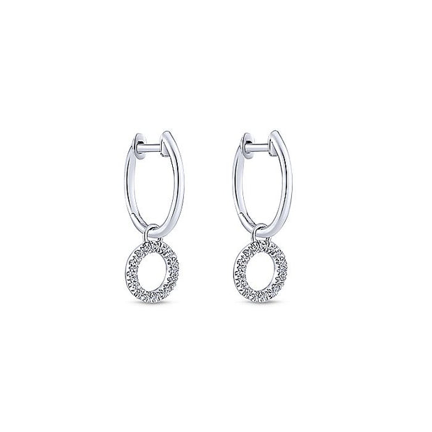 Gabriel & Co. EG13068W45JJ 14K White Gold Pavé 10mm Diamond Loop Huggie Drop Earrings
