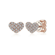Gabriel & Co. EG13079K45JJ 14K Rose Gold Heart Shaped Pavé Diamond Stud Earrings