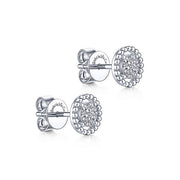 Gabriel & Co. EG13355W45JJ 14K White Gold Beaded Halo Diamond Pavé Stud Earrings