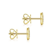 Gabriel & Co. EG13355Y45JJ 14K Yellow Gold Beaded Round Frame Diamond Cluster Stud Earrings