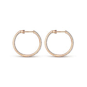 Gabriel & Co. EG13460K45JJ 14K Rose Gold French Pavé 20mm Round Inside Out Diamond Hoop Earrings