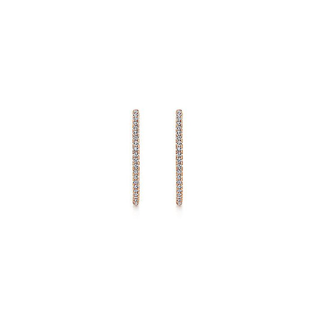 Gabriel & Co. EG13460K45JJ 14K Rose Gold French Pavé 20mm Round Inside Out Diamond Hoop Earrings