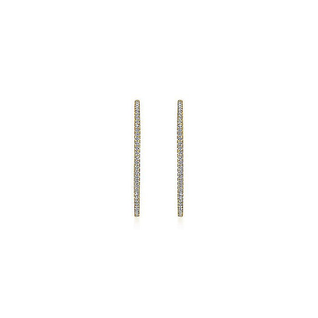 Gabriel & Co. EG13465Y45JJ 14K Yellow Gold French Pavé 30mm Round Inside Out Diamond Hoop Earrings