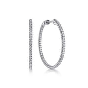 Gabriel & Co. EG13466W45JJ 14K White Gold French Pavé 30mm Round Inside Out Diamond Hoop Earrings