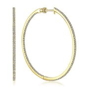 Gabriel & Co. EG13508Y45JJ 14K Yellow Gold French Pavé 50mm Round Inside Out Diamond Hoop Earrings